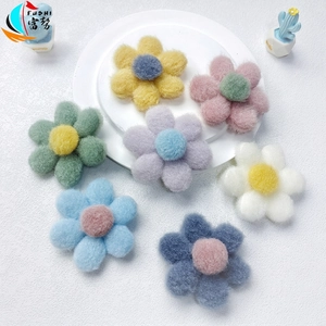 Plush Flower Brooch Handmade Wool Felt Floral Decoration Sweet Macaron Fabric Accessories For Clothing Bags