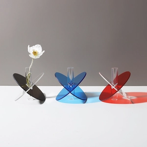 Modern geometric acrylic flower vase in transparent colorful design for home decoration