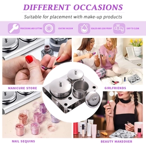 Nail art stainless steel liquid cup 3-piece set with lids and tray for salon storage