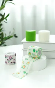 Variety of elastic self-adhesive pet bandages in solid colors and floral avocado patterns