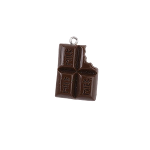 Realistic resin chocolate charm with bite mark and MILK engraving for jewelry making