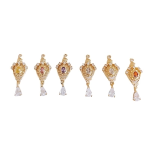 Exquisite 18K gold-plated teardrop pendants with colorful zircons in six vintage styles