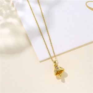 Chic mushroom pendant necklace with sparkling cubic zirconia on a gold link chain
