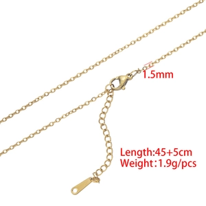 18k gold plated stainless steel 1.5mm cross chain necklace with lobster clasp and extender