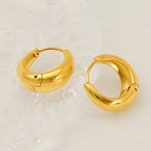 Orecchini a cerchio spessi in acciaio inossidabile placcati in oro 18k con finitura lucida