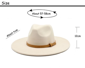 Classic ivory wool fedora hat with brown snake print band and 9cm wide brim details