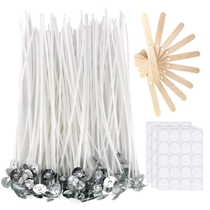 Candle Making Kit Cotton Wicks Wooden Centering Tool Stickers Low Smoke For Handmade Soy Wax Candle DIY Supplies