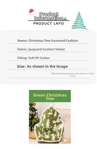 Close-up of green Christmas tree chair cushion with jacquard fleece and soft PP cotton