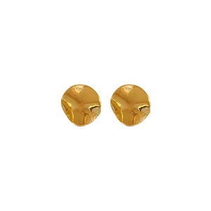 Minimalist gold-plated irregular round stud earrings with artistic hammered texture