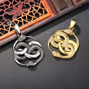 Halskette mit Doppel-Schlange-Unendlichkeitsanhänger in Gold und Silber Edelstahl
