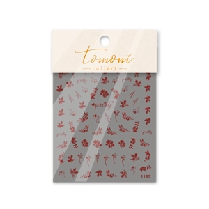 Detailed view of red floral nail art stickers with pretty text in card packaging