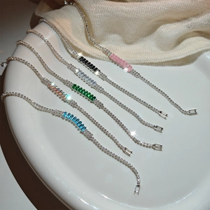 Elegant multi-color zircon buckle bracelets with rectangular gemstones in various hues