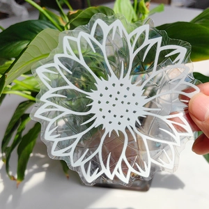 Close-up of sunflower prism decal showing geometric texture and rainbow reflections