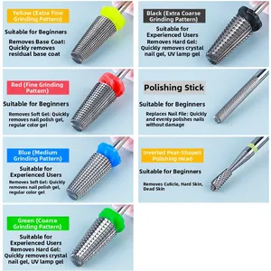 Detail view of 5-in-1 tungsten steel nail drill bits set with various grit sizes