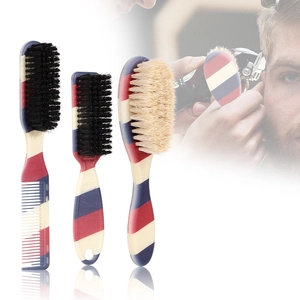 Brosse à Barbe de Barbier Professionnelle à Rayures Et Peigne de Nettoyage des Cheveux Vintage Rouge Blanc Bleu Outils de Coiffure