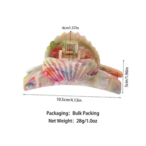 Shell-shaped marble texture large hair claw clip in 10.5cm size for thick hair styles
