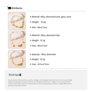 Detailed specs showing weight and size for sunflower necklaces and layered bead chains