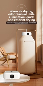 Portable electric clothes dryer with LCD touch display and beige honeycomb cover