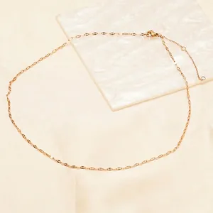 Minimalist Lip Chain Necklace 18k Rose Gold Plated Stainless Steel Layering Jewelry For Women Girls Adjustable