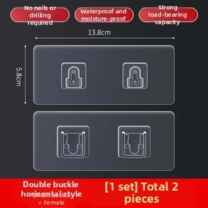 Detail view of transparent double-buckle screw stickers measuring 13.8cm by 5.8cm
