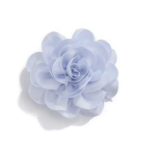 Elegant light blue fabric rose brooch with layered 3D petals for women's accessories