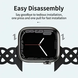 Correa de silicona negra con tejido hueco para Apple Watch y diseño transpirable ojo de gato