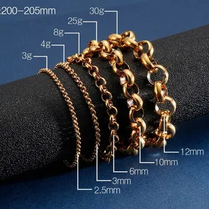 Stainless Steel Rolo Chain Bracelet Polished O Link Personalized Punk Industrial Style Jewelry For Men Women