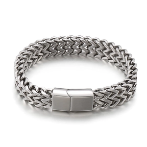Classic silver dragon bone braided stainless steel chain bracelet for men in minimalist style