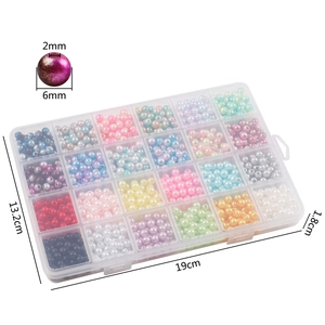 24-grid box with 6mm colorful ABS faux pearls for DIY jewelry making and bead crafts