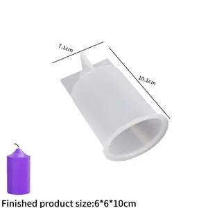 Dettaglio dello stampo in silicone per candele cilindriche con dimensioni finali 6x6x10cm
