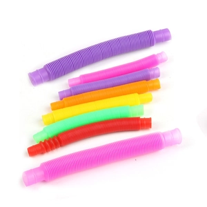 Set of 8 colorful flexible pop tubes sensory toys in assorted vibrant neon colors