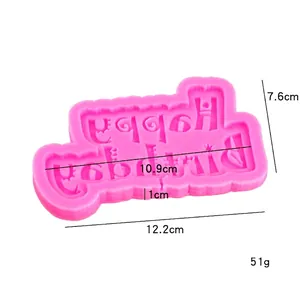 Pink silicone Happy Birthday letter mold for fondant and chocolate cake decoration