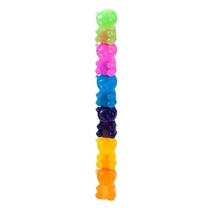 Vertical stack of colorful translucent bear-shaped resin highlighters for DIY craft
