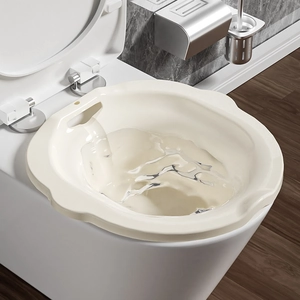 Bassin de bain de siège en plastique crème pour toilettes avec eau en mouvement