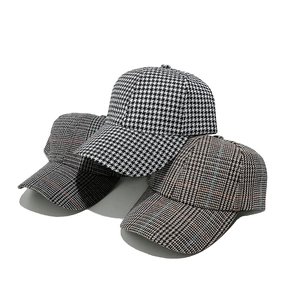 Classic houndstooth and vintage plaid baseball caps for women in three stylish colors