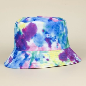 Cappello alla pescatora double-face tie-dye con stampa graffiti e tesa rinforzata