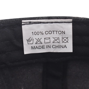 Quality washed cotton baseball cap featuring 100% cotton fabric and care label details
