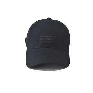 Classic black cotton baseball cap with triple embroidered lettering and adjustable strap
