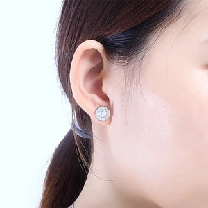 Boucles d'oreilles arbre de vie argentées au design géométrique octogonal pour femme