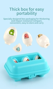 Detail showing the portable thickened blue storage box for dinosaur egg matching toys