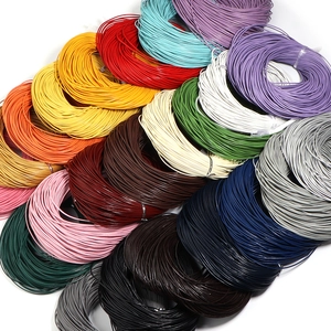 Vibrant round colorful cowhide leather cords for DIY bracelet and necklace weaving
