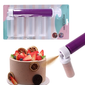 Manual purple cake airbrush kit with 4 graduated vials for professional baking decoration