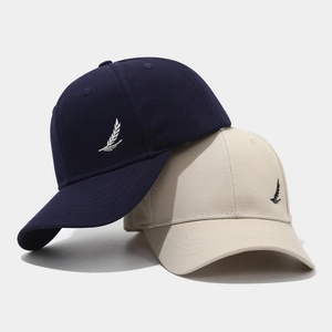 Vintage-Baseballkappen mit Weizen-Stickerei in Marine und Beige für Sport und Freizeit