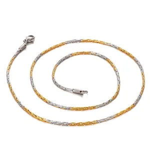 Collier Chaîne Serpent En Acier Inoxydable Bicolore Or Argent Maillon Tissé Hypoallergénique Bijoux Punk Pour Hommes