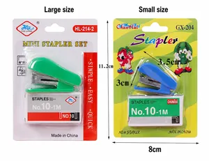 Detailed comparison of mini stapler sets with size labels and No.10 staples