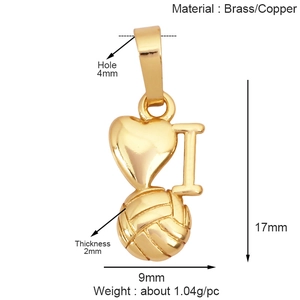 Détails du pendentif de volley-ball en laiton doré pour la création de bijoux DIY