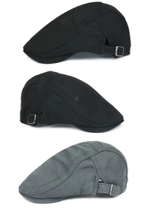 Detail of breathable mesh duckbill hat featuring adjustable metal buckle on back