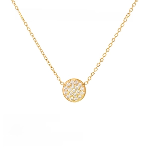 14K gold plated stainless steel necklace with sparkling crystal April birthstone pendant