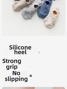 Detail of low-cut cotton socks with silicone heel grips for non-slip invisible wear