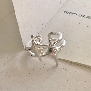 Star Open Ring 925 Sterling Silver Adjustable Minimalist Aesthetic Dainty Jewelry For Women